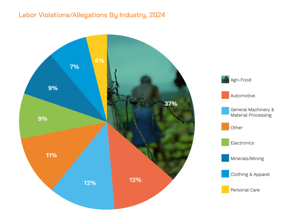 2024 forced labor violations sorted by industry